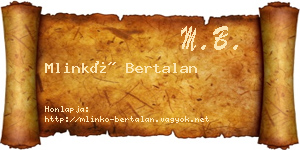 Mlinkó Bertalan névjegykártya